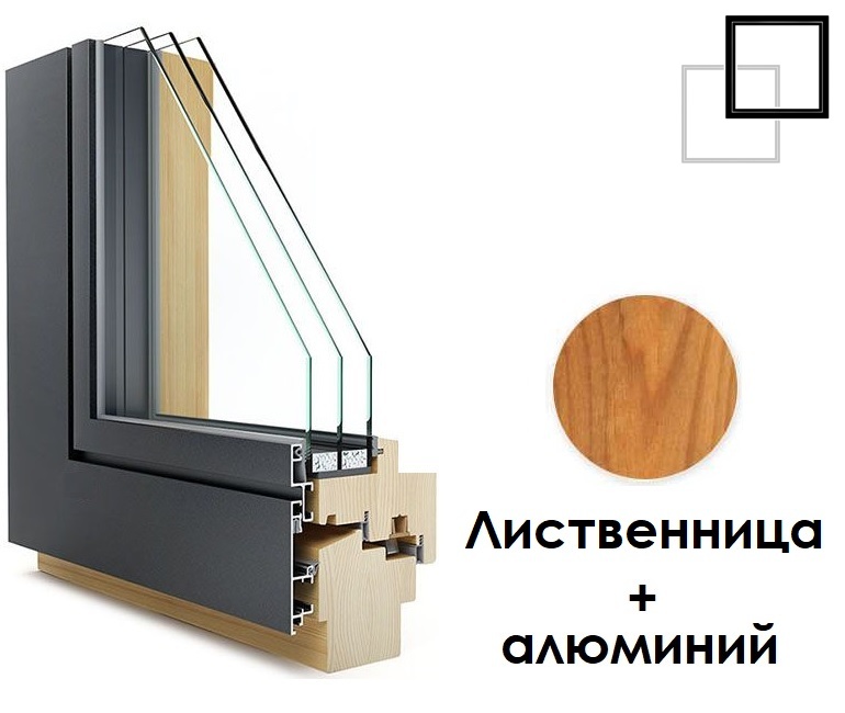 Дерево алюминиевые окна из лиственницы
